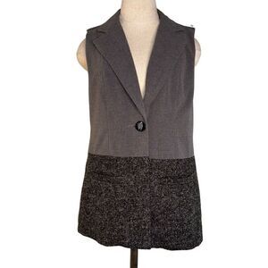 Cabi Womens Over The Moon Gray Colorblocked Mixed Media Blazer Vest Size Small
